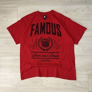 Vintage Y2K Famous Stars & Straps Shirt Size XL Red Crest Logo Streetwear Skate